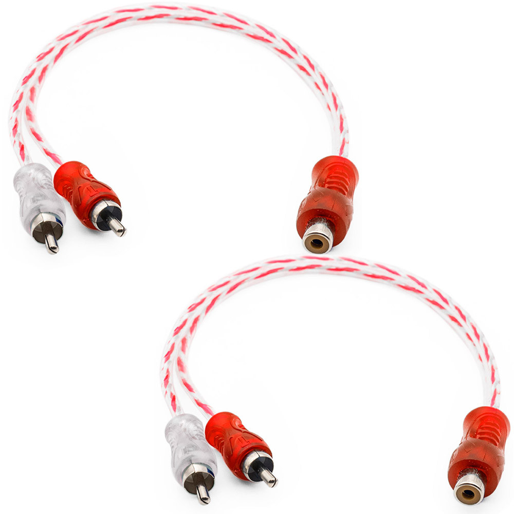 2 Cabos Y RCA Blindado Techone 2 Machos Vermelho Injetado