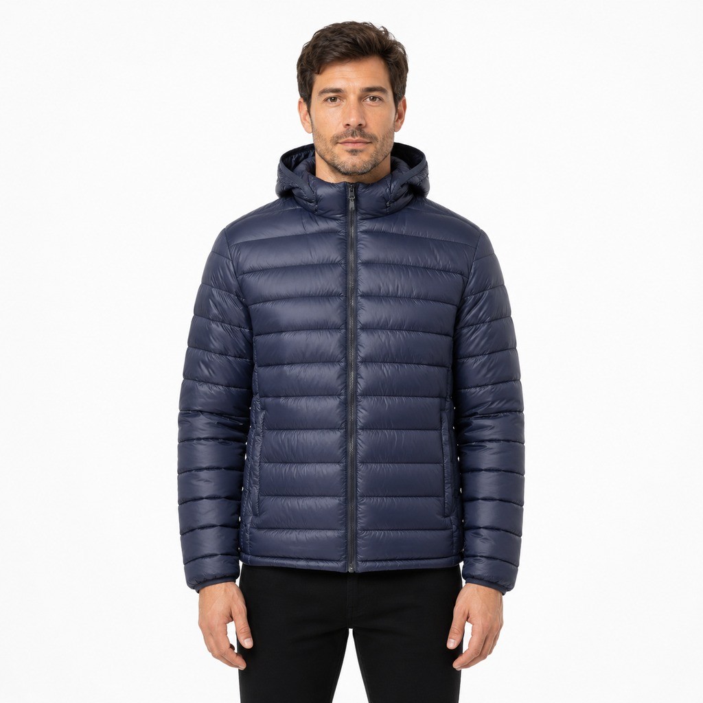 Jaqueta Puffer Gola Alta com Capuz Removível