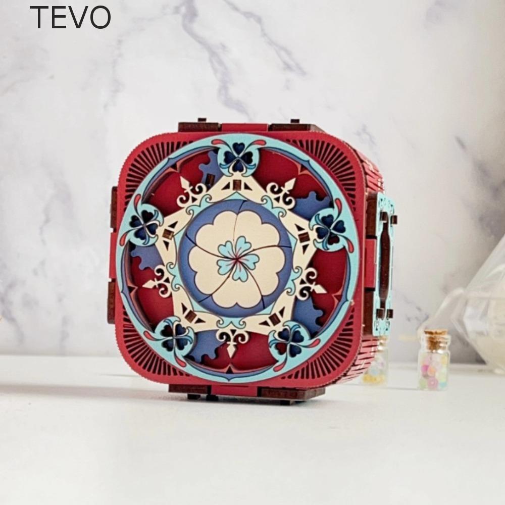 Quebra-Cabeças De Caixa De Música TEVO , Kit De Modelo Criativo De Cabeça 3D , Artesanato DIY Anel De Montagem De Cidade