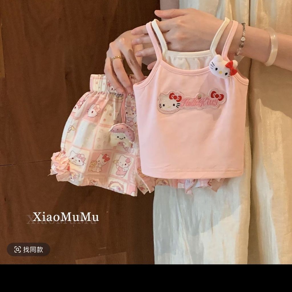 Meninas terno meninas terno 2025 crianças versão coreana doce bonito colete Culottes terno de duas peças feminino bebê m