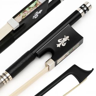 Arco Marinos Violino 4/4 Profissional Fibra de Carbono Crina Animal Genuína Talão Ébano Abalone