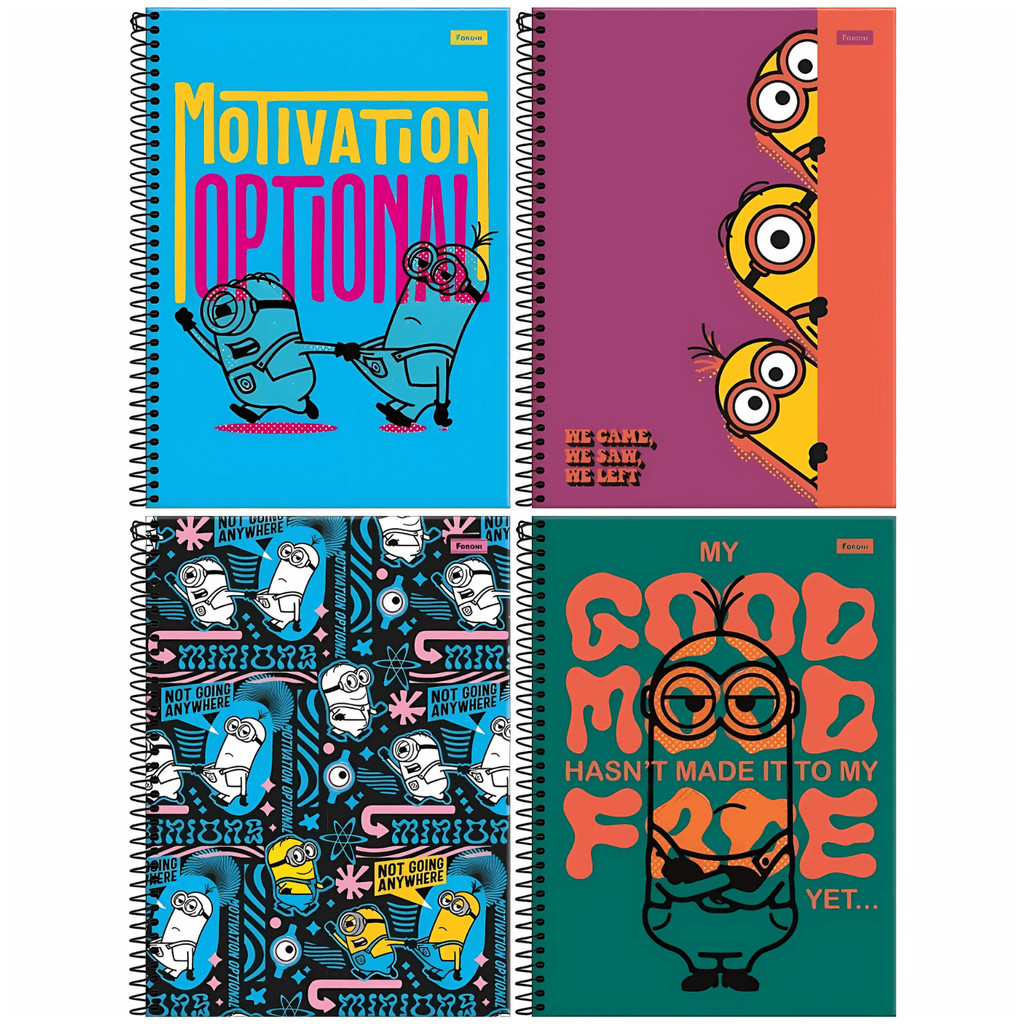 Caderno Espiral Capa Dura 10x1 - 160 Folhas - Minions - Foroni