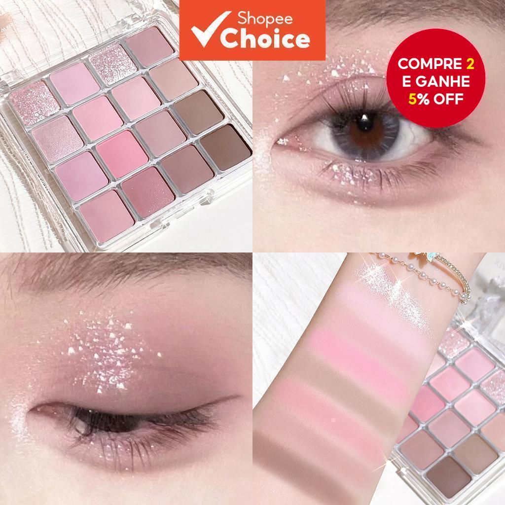 Paleta De Sombras Mágicas Sunset De 16 Cores-Fosco/Brilhante , Maquiagem Neutra Estilo Coreano