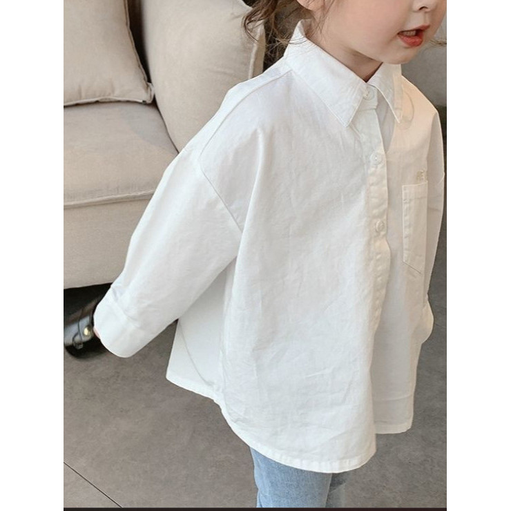 Meninas camisas meninas camisas brancas de manga comprida puro algodão estilo ocidental crianças primavera outono topos 