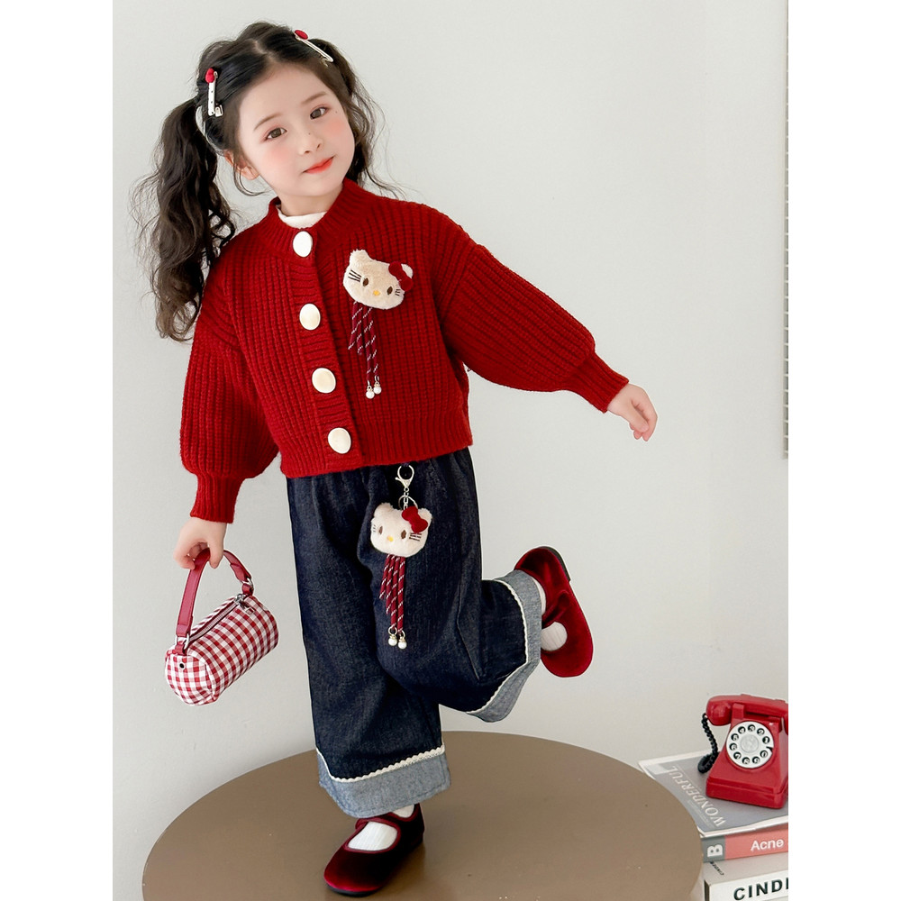 Feminino bebê camisola outono inverno estilo moda Jeans estilo ocidental princesa menina bebê terno de três peças pequen