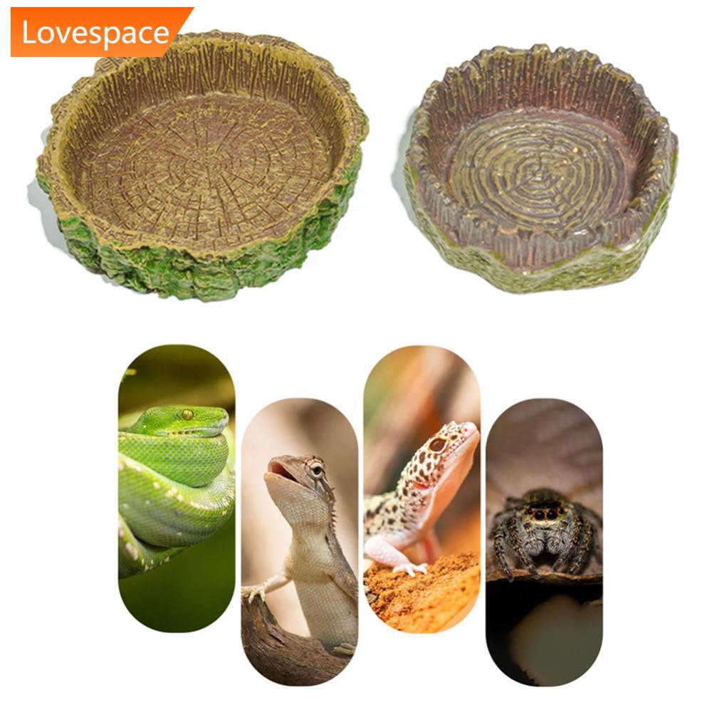 LS-STORE PVC Árvore Coto Em Forma De Réptil Comida Tigela De Água Terrário Raso Decoração Bacia De Alimentação Para Laga