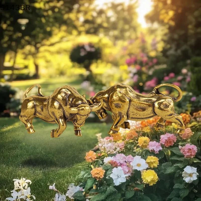 1 Peça Luy Cobre Animal Estatueta Ornamento Em Miniatura Estátua De Tourada De Bronze Para Decoração De Mesa De Casa E E