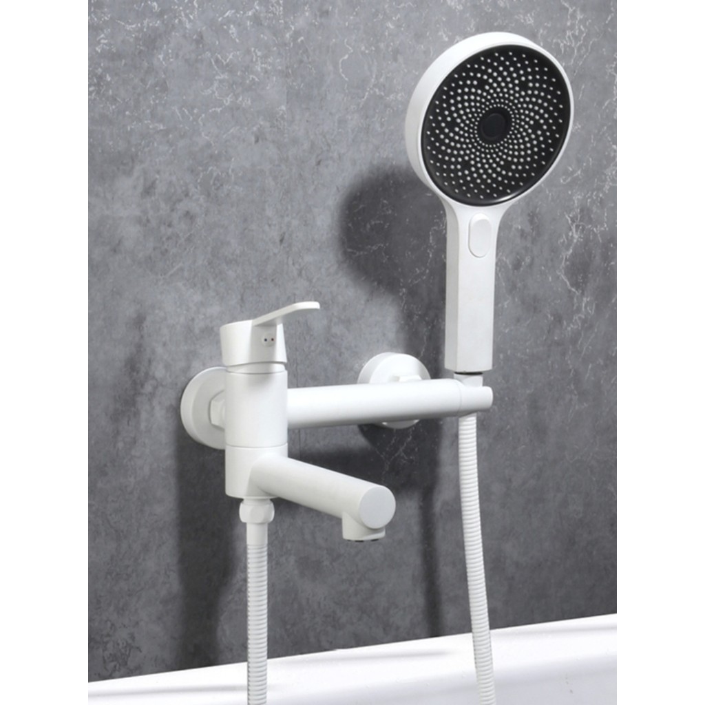 Todo o cobre branco banheira chuveiro torneira conjunto banheiro banho válvula de mistura simples quente e frio torneira