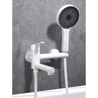 Todo o cobre branco banheira chuveiro torneira conjunto banheiro banho válvula de mistura simples quente e frio torneira