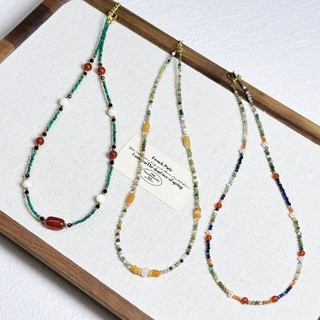 Novo produto nicho Design pedra natural frisado colar novo estilo chinês empilhado clavícula corrente natural de água do