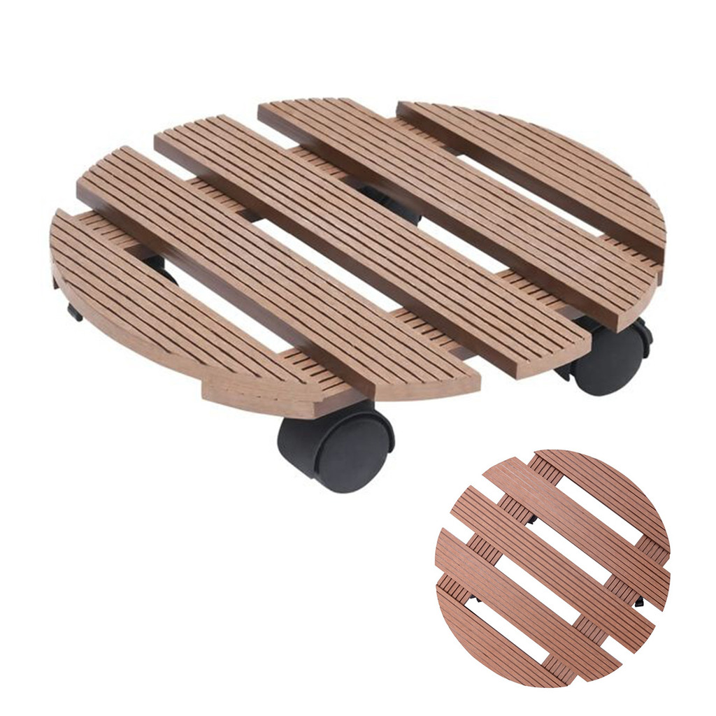 Suporte Vaso Planta Redondo Rodinhas Deck Movel Pallet Jardim Varandas Sacadas Resistente Versatil Decoracao
