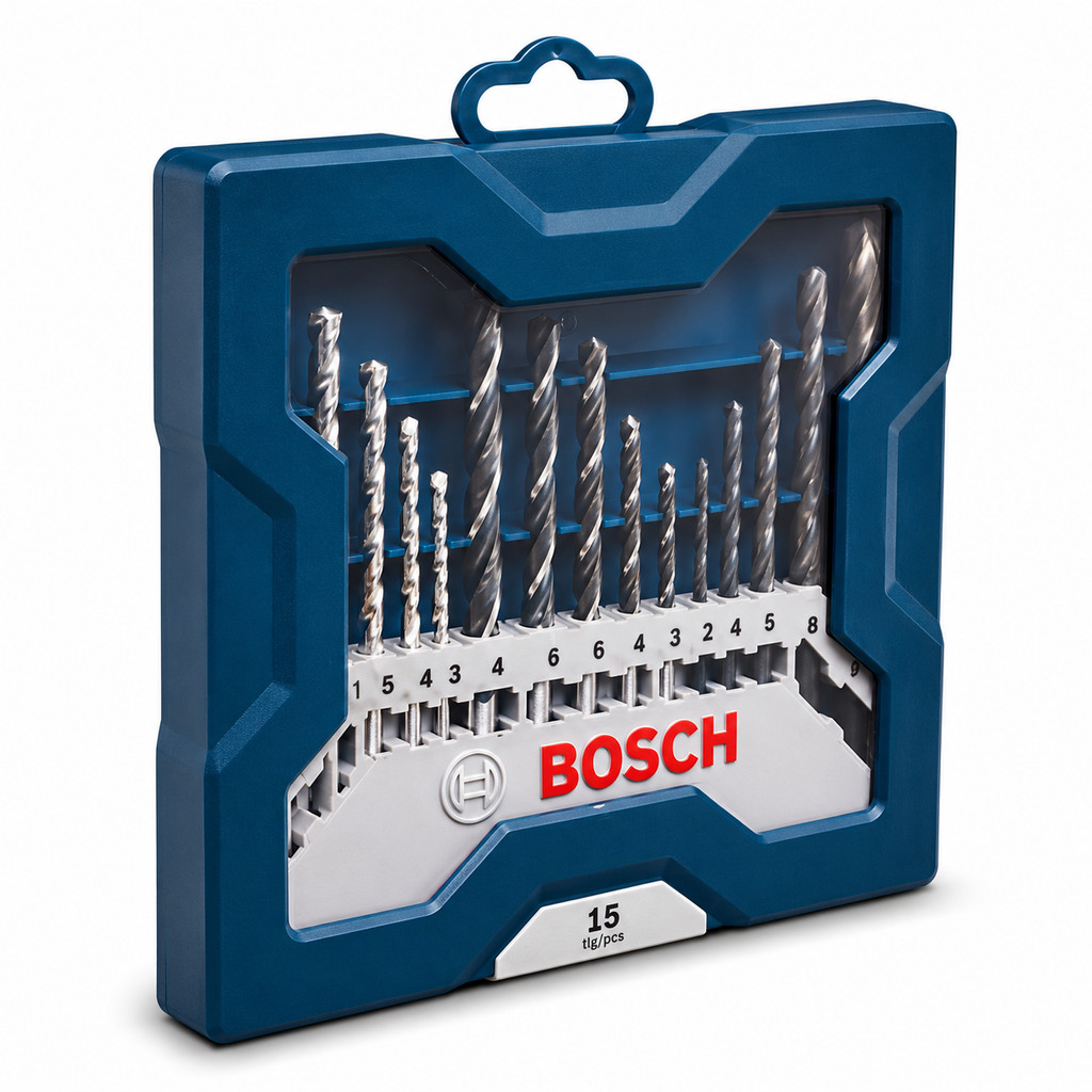 Kit Brocas 3 a 8mm Bosch Concreto, Madeira e Metal Mini X-Line com 15 Peças