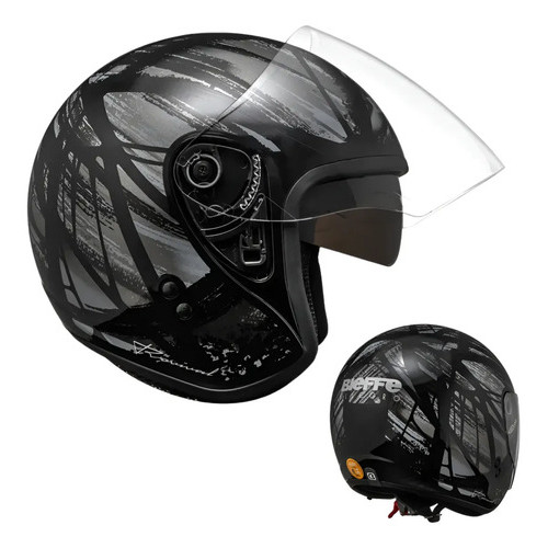 Capacete Bieffe Allegro Revival Cor Preto-azul Preto Com Grafite Sólido Brilhante 58
