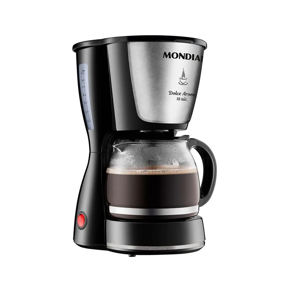 Cafeteira Elétrica Dolce Arome Mondial 18 xícaras Preto e Inox 550W C-30 18X