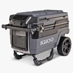 Caixa Cooler Térmico Trailmate 66 Litros Igloo Cinza Para Pesca Praia Até 112 Latas Com Rodas