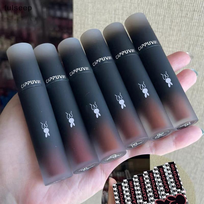 [fulseep] Retro Vermelho Marrom Tom Lipsti Mousse Matte Lip Mud Velvet Glaze Non-Sti Cup Lipgloss Maquiagem Tint Beleza