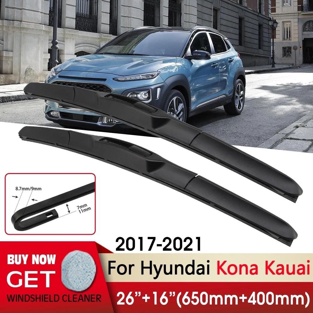 Lâminas De Limpador Dianteiras Do Carro 26 " + 16 " Para Hyundai Kona Kauai 2017-2021 Ajuste U Gancho Braço Dianteiro Li