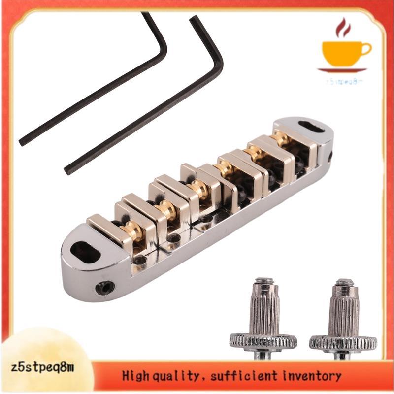 Ponte De Sela De Rolo Com Postes E Chave Inglesa Para Guitarra Elétrica Prata