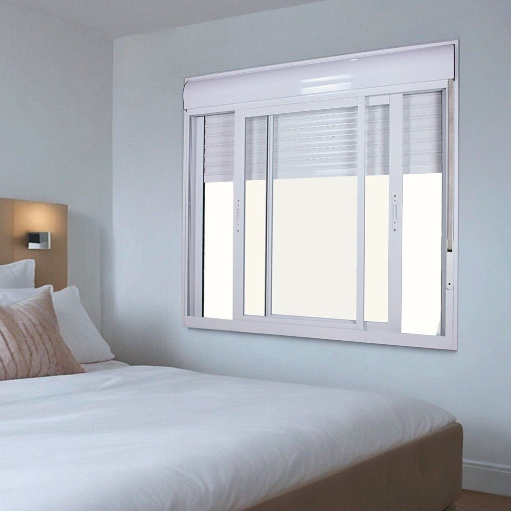 Janela de Aluminio Persiana Integrada 120x120cm 2 Folhas com Vidro Liso  Premium Yescasa Branco