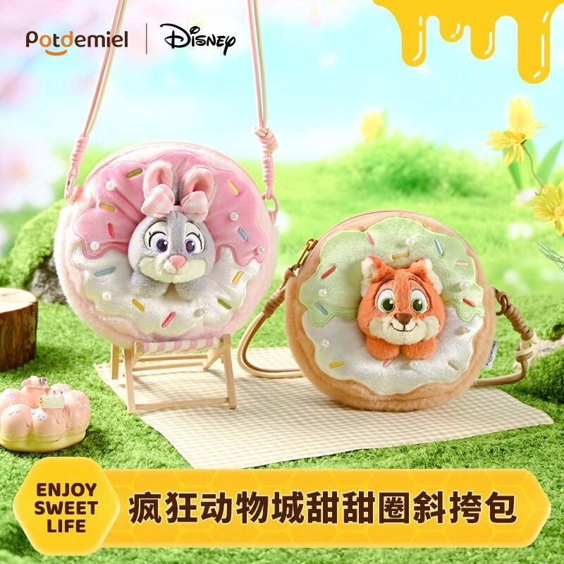 Autêntica Bolsa Transversal Zootopia Donut Judy & Nick, Bolsa em Forma de Donut do Raposa Nick, Mercadoria Disney, Adorá