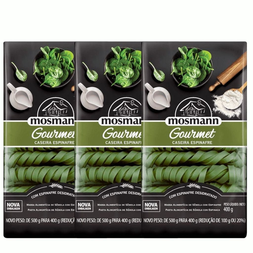 Kit 3 Massa Mosmann Caseira Espinafre 400g