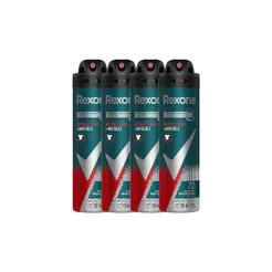 Kit 4 Desodorante Rexona Antibacterial e Invisible Masculino Aerosol Antitranspirante 72 horas 150ml