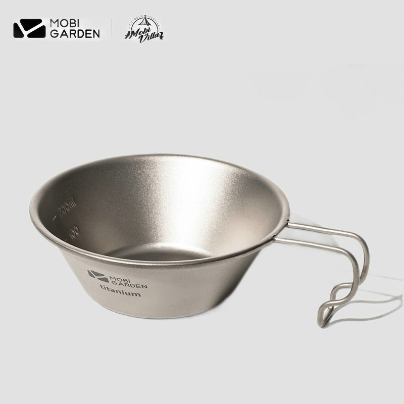 Mugadi Tigela pequena portátil de titânio para exterior, estilo japonês, acampamento, portátil, aproveite o banquete, ti