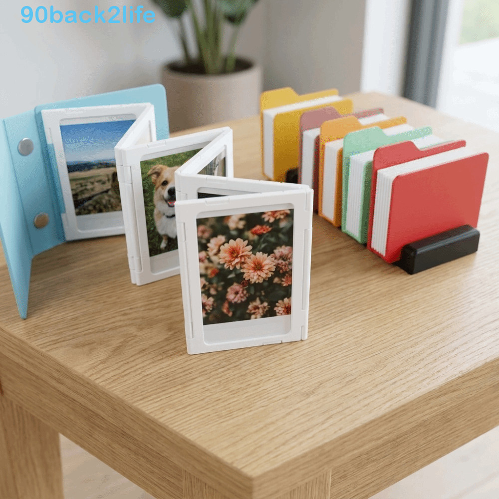 Moldura Dobrável BRBLIFE , Álbum De Fotos Simples Com Design De Dobradiça , Mini Organizador De Porta-Retratos De Plásti