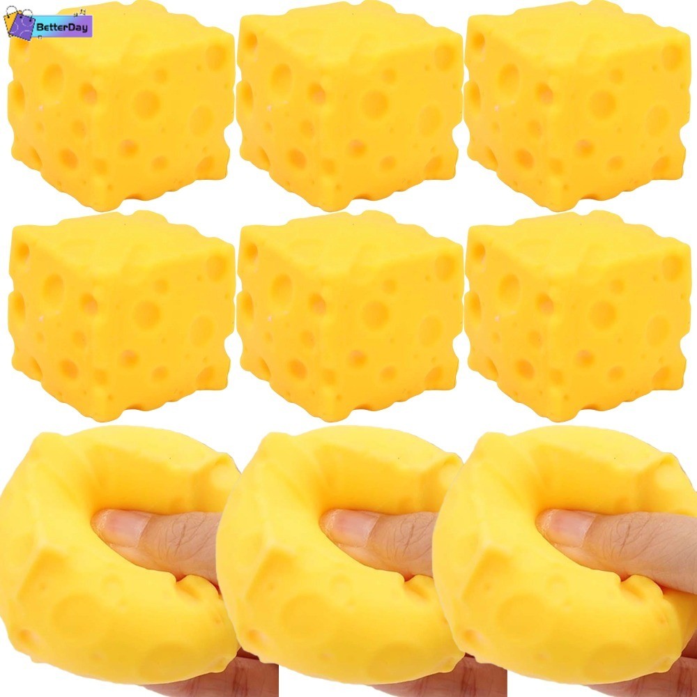 Bloco De Queijo Quadrado Descompressão Squeeze Brinquedos Amarelo Macio TPR Recuperação Lenta Alívio Do Estresse Brinque