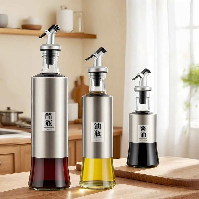 Azeiteira E Vinagreira Garrafa De Vidro E Metal 200ml 300ml E 500ml