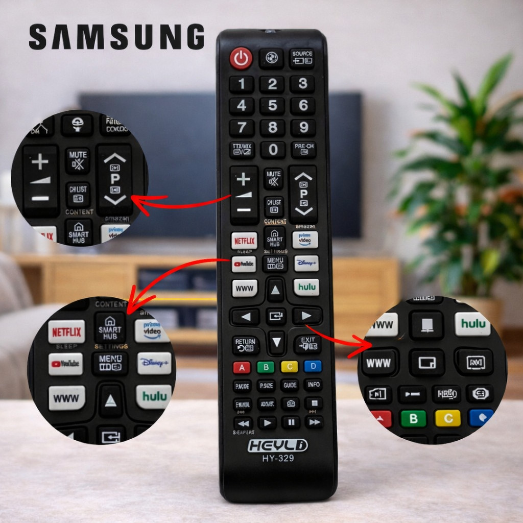 Controle Remoto SAMSUNG para SMART TV / NETFLIX, YOUTUBE, PRIME VIDEO, HULU, DIS