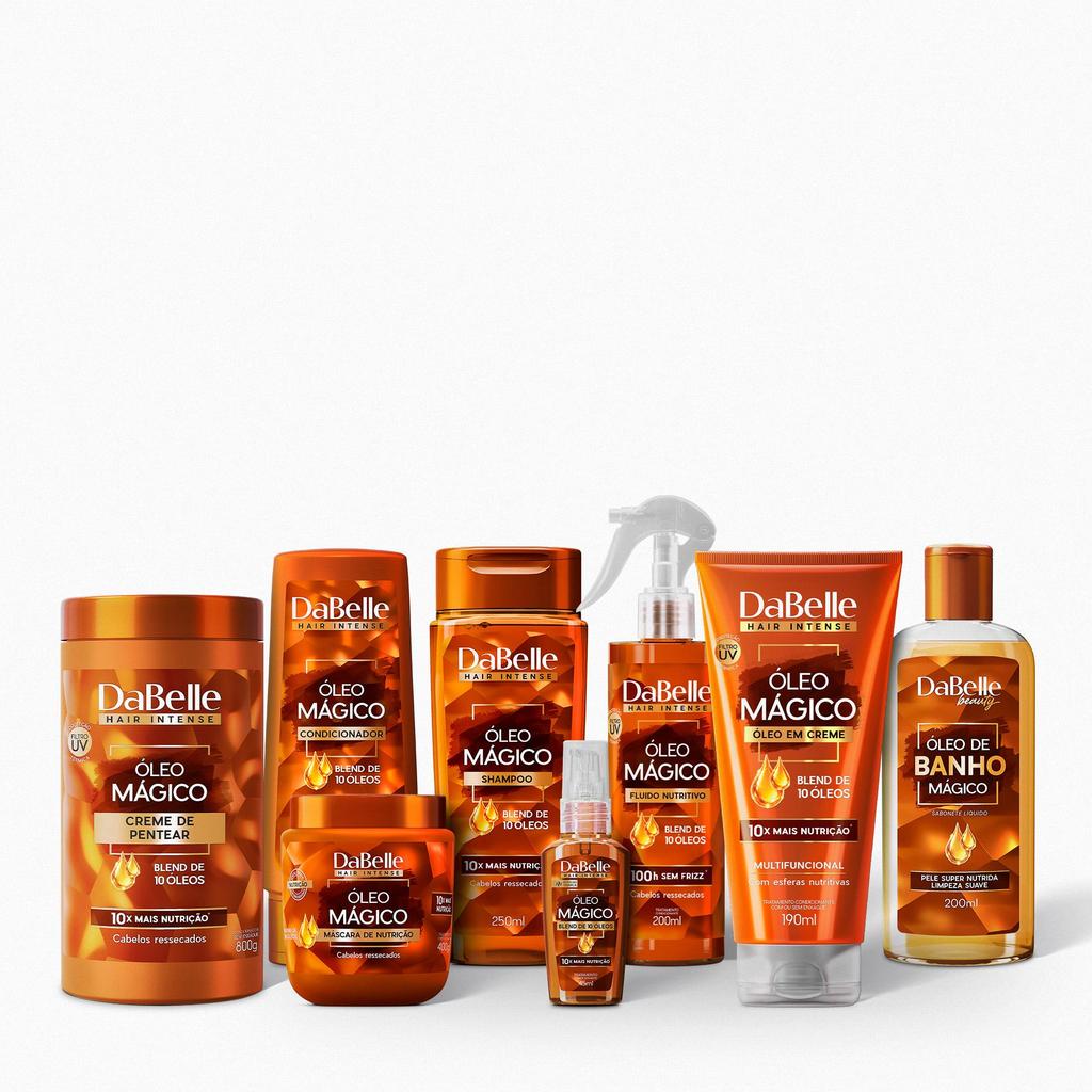 Kit Completo Óleo Mágico c/ Máscara 400g e Creme de Pentear 800g DaBelle Hair - 8 produtos