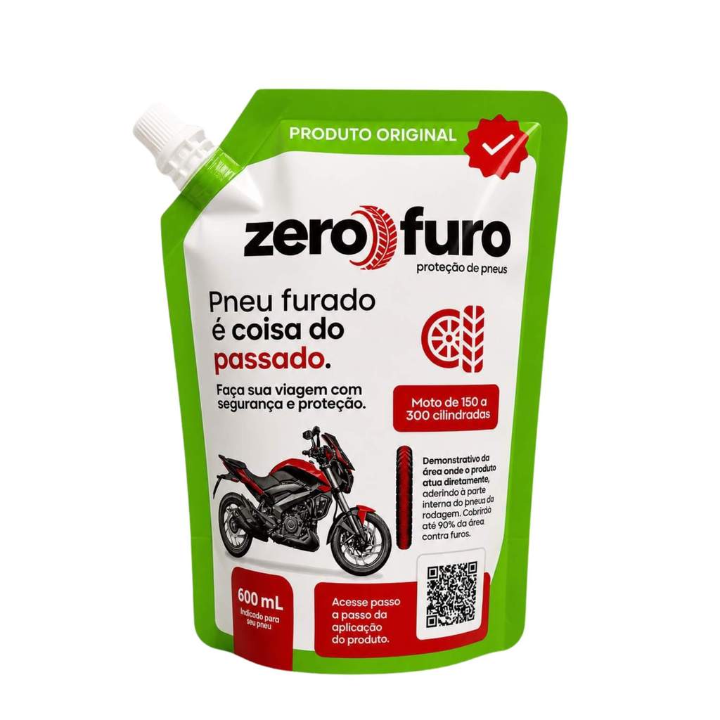 Selante para Pneu 600ml Moto de 150 a 300 cilindradas Zero Furo - ZF0600M