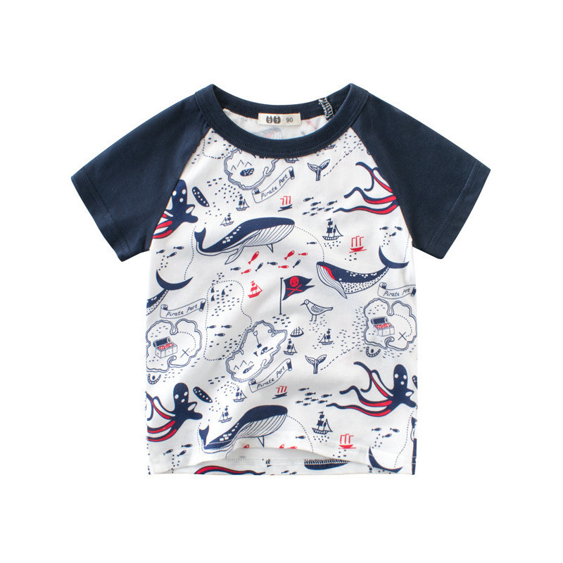 27 crianças meninos puro algodão estilo fino crianças verão camiseta de manga curta roupas de bebê versão coreana escola