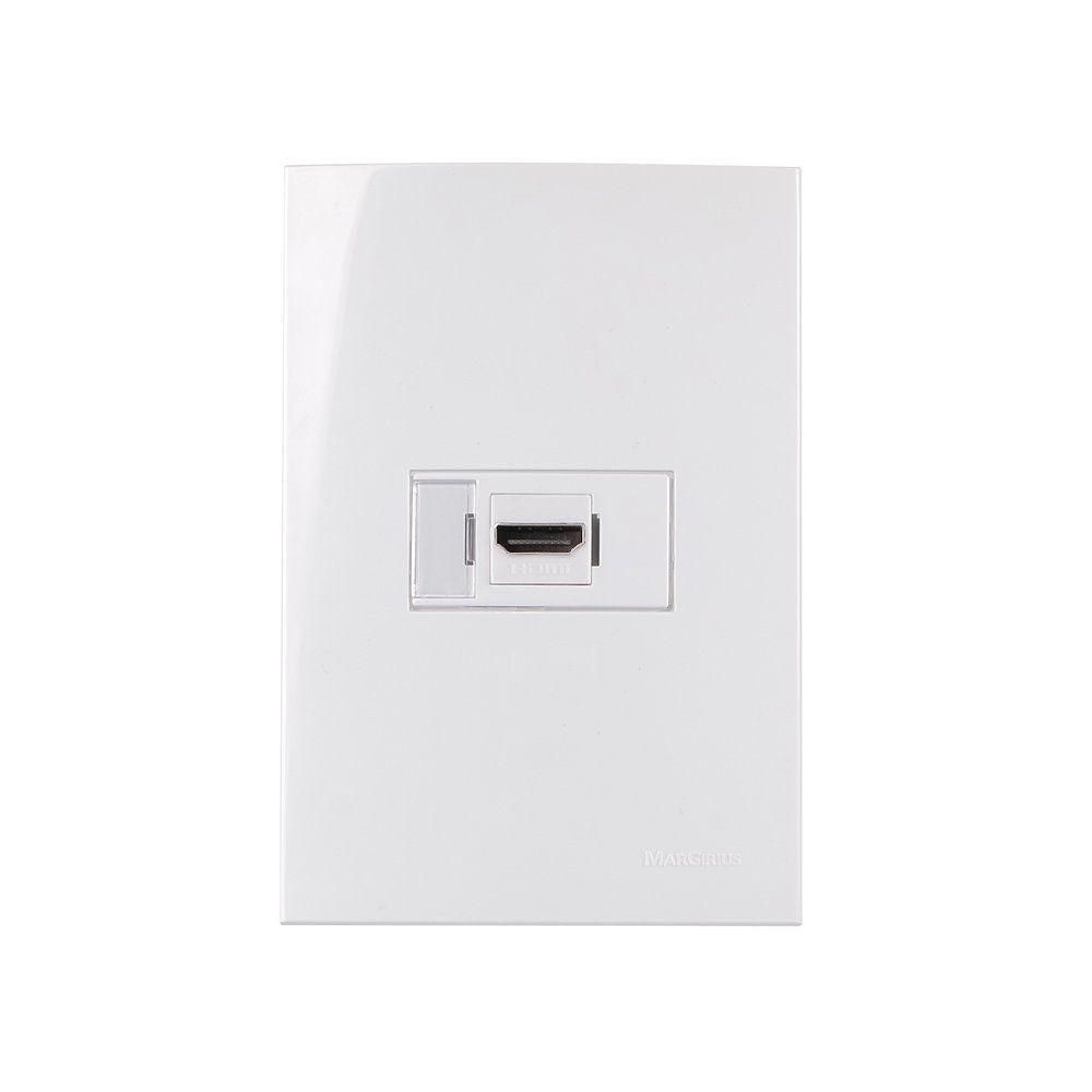Tomada Hdmi Margirius Sleek Com Placa 4x2 Branca