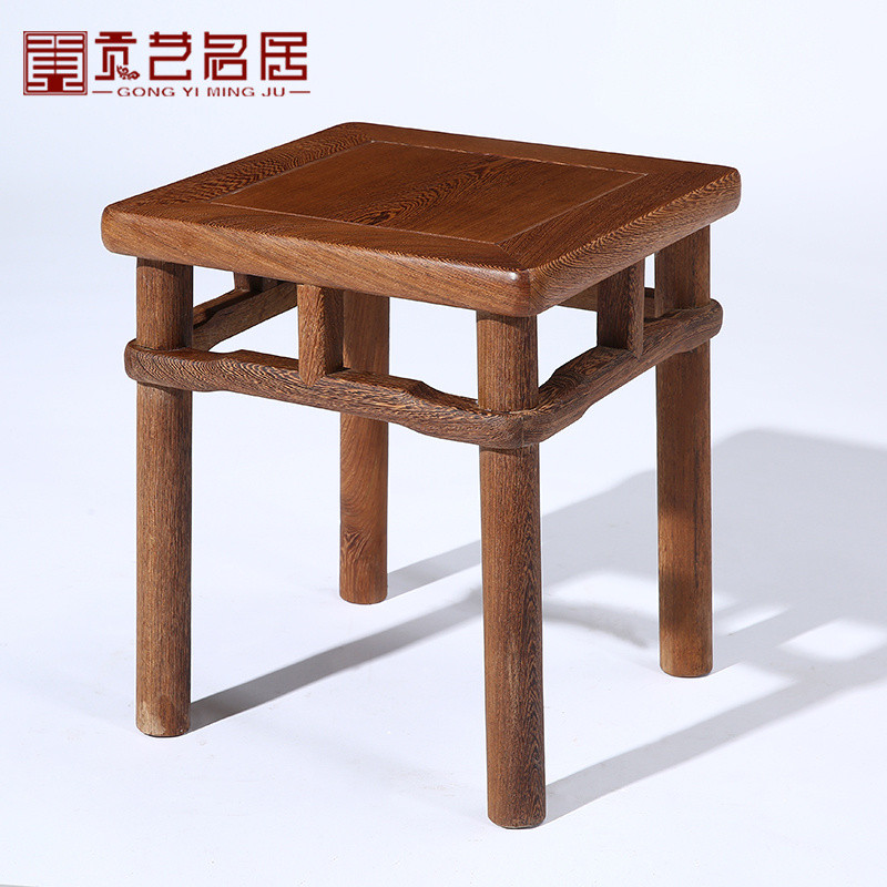 Móveis de mogno Wenge banco quadrado antigo estilo chinês madeira maciça pequeno banco baixo fezes sofá fezes sapato mud