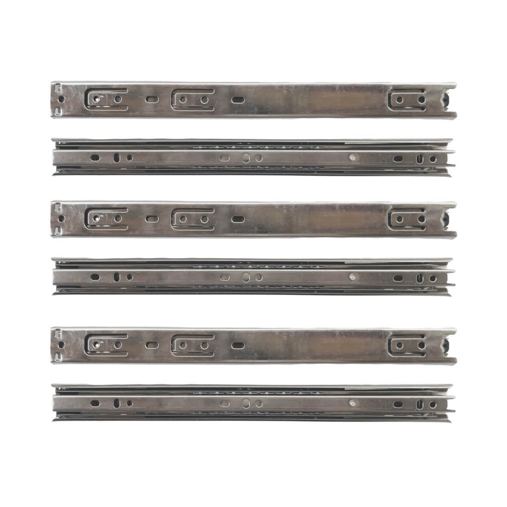 Kit 6 Corrediça Trilho Telescópica Zincada 30cm 300mm para Gaveta 3 Pares