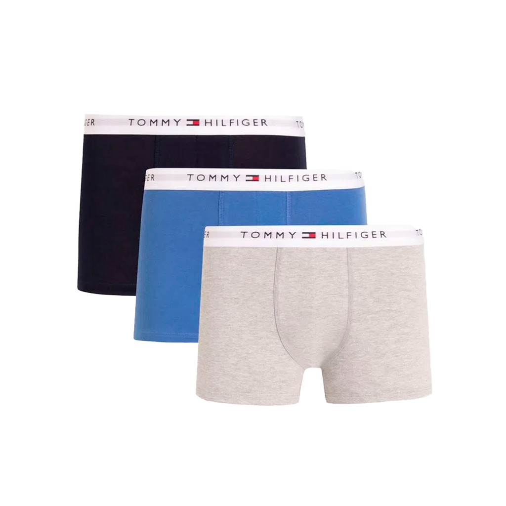 Cueca Tommy Hilfiger Cotton Stretch Trunk Azul Cinza Mescla Marinho Pack