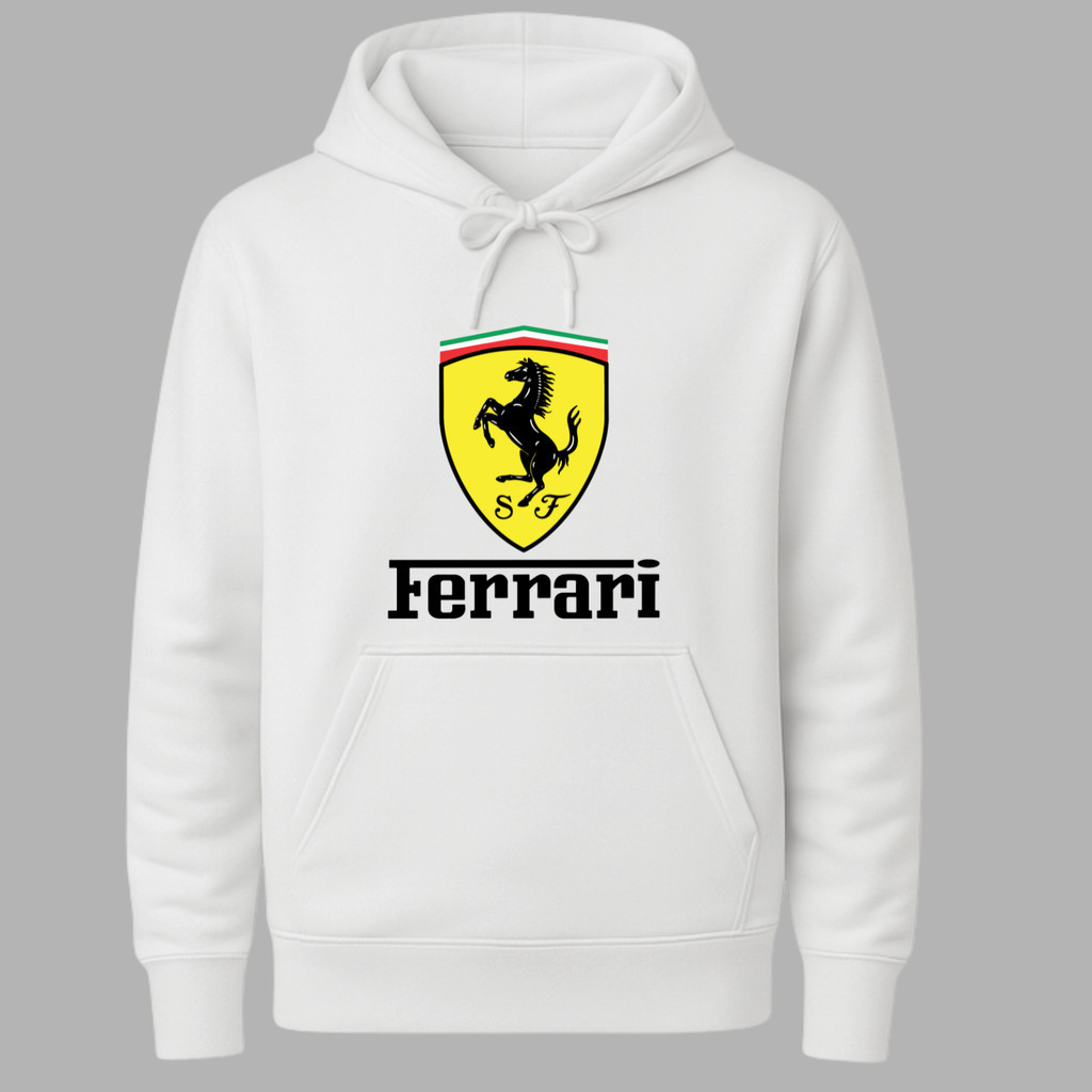 Moletom Infantil Ferrari Canguru Premium Carro Esportivo Corrida com Capuz