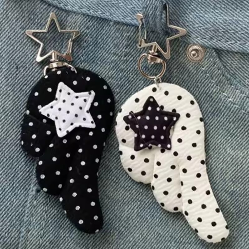 2/1 Unidade Y2K Wave Point Star Wings Chaveiro-Estilo INS Coreano-Bukle-Para Mulheres E Meninas-Decoração De Asa De Anjo