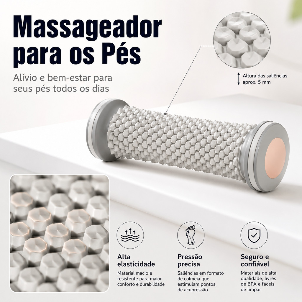 Rolo de Massagem Massageador de Pés Manual Yoga Bola para Relaxamento Muscular Cuidados com Fáscia Plantar e Bem-Estar
