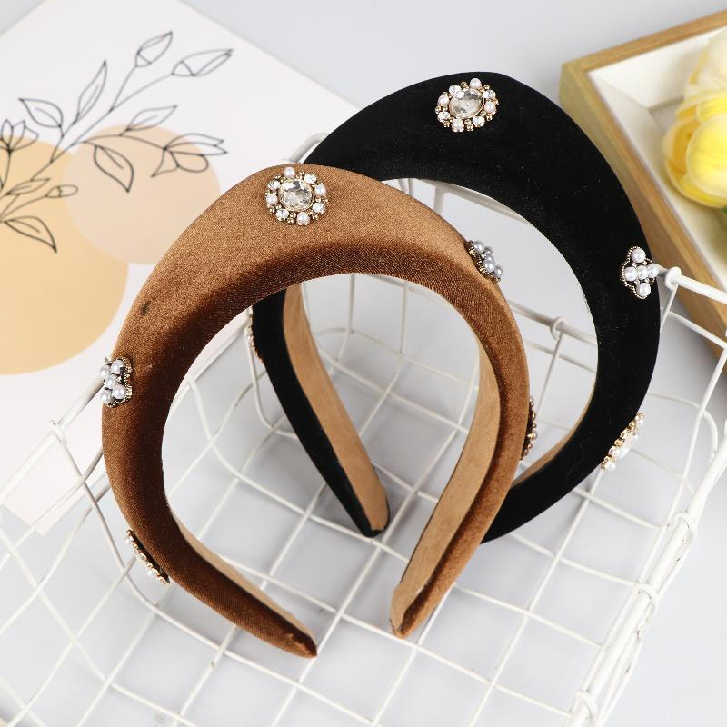 Acessório de cabelo feminino em veludo, nova presilha de cabelo estilo vintage britânico europeu e americano, acessório