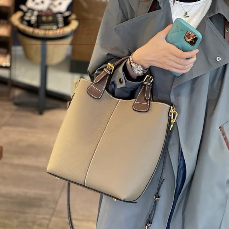 França MK & ins couro genuíno bolsa feminina balde novo estilo sacola bolsa feminina moda bolsa de ombro saco do mensage