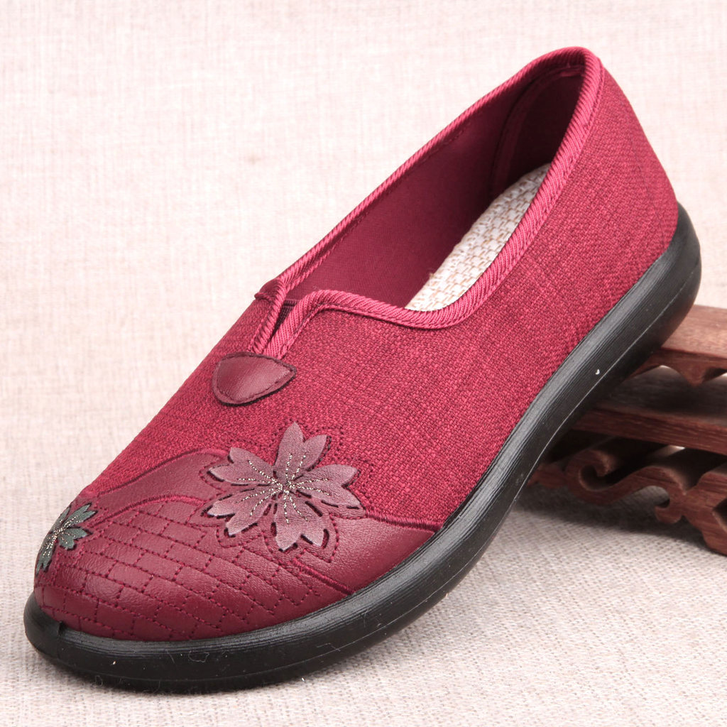 26 primavera novo estilo sapatos para idosos velho pequim sapatos de pano boca rasa sapatos únicos femininos sapatos de