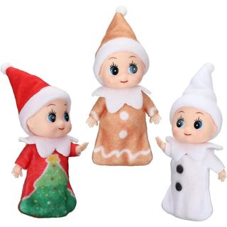 3 Peças de Mini Bonecas de Natal, Gêmeos em Miniatura Vermelhos e Verdes, Presentes para Bebês Recém-Nascidos, Enfeites 