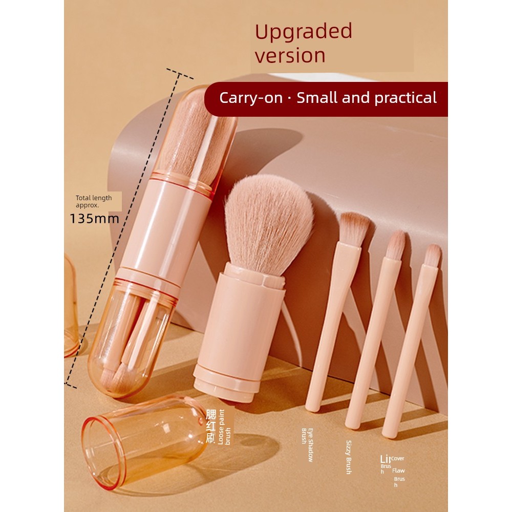 pincel maquiagem kit pincel maquiagem profissional Conjunto de maquiagem portátil de cerdas macias quatro em um para via
