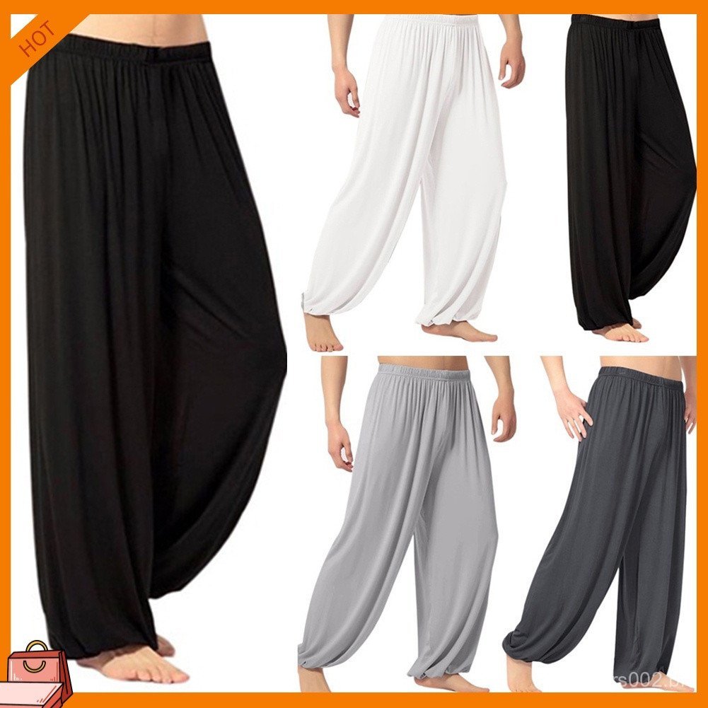 [EDG] Calças Harem Masculinas Casuais de Cor Sólida e Corte Solto para Dança do Ventre VZUP