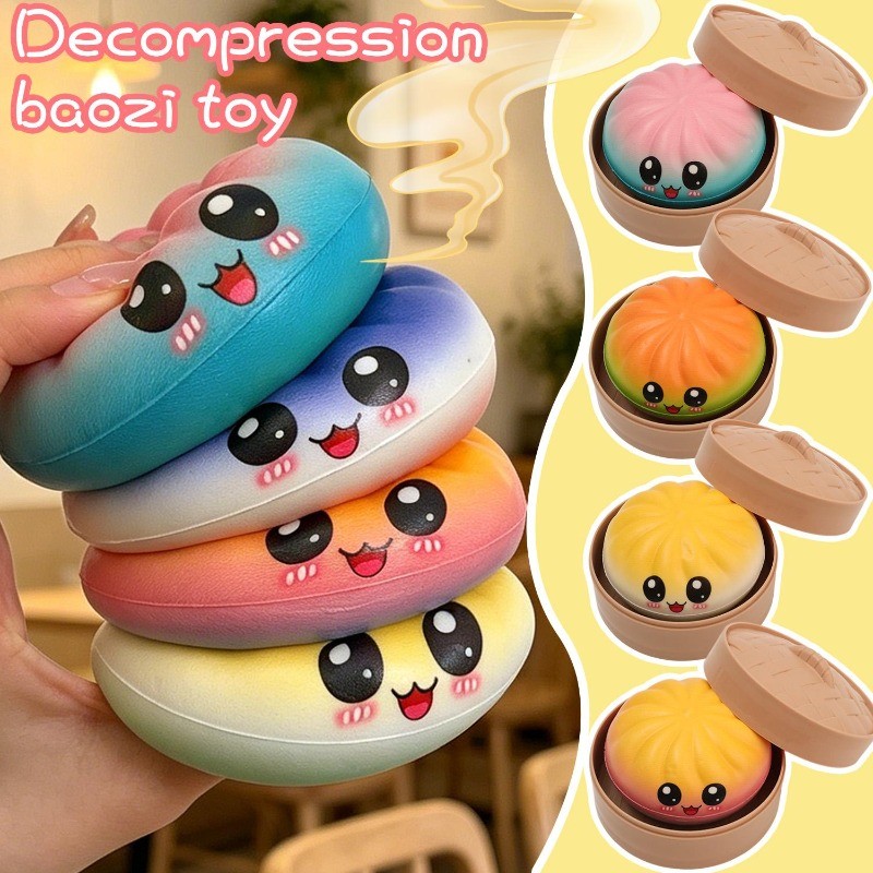3 Conjuntos De Caixa Mole Com Design De Pão Gradiente | Brinquedo Colecionável De Alívio De Estresse De Cor Aleatória ,