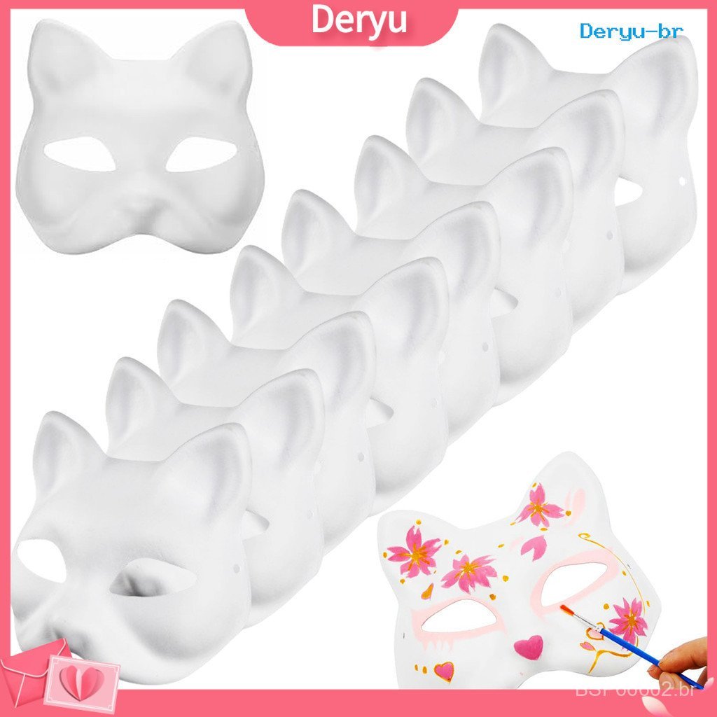 [deryu] AMZ 3/5/6/10/12/20 DIY white pulp masks, cat masks, blank hand drawn masks, Halloween masks