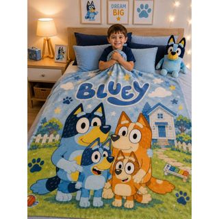 Coberta Manta Baby 1,40m x 1,00m Tema O Cachorrinho Bluey Lançamento Malha Soft